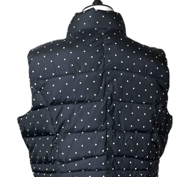 Charter Club Vest Quilted Puffer Snap Closure Black Polka Dot Women’s Size PXL - Picture 8 of 11